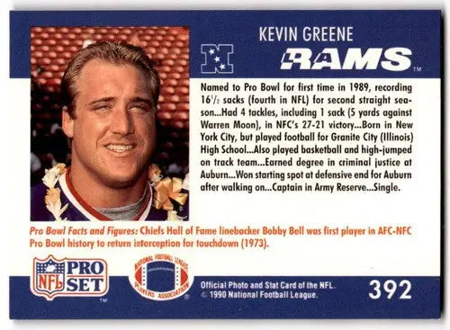 Original gloss Kevin Greene football card from Pro Set 1990 LA Rams ID 43839