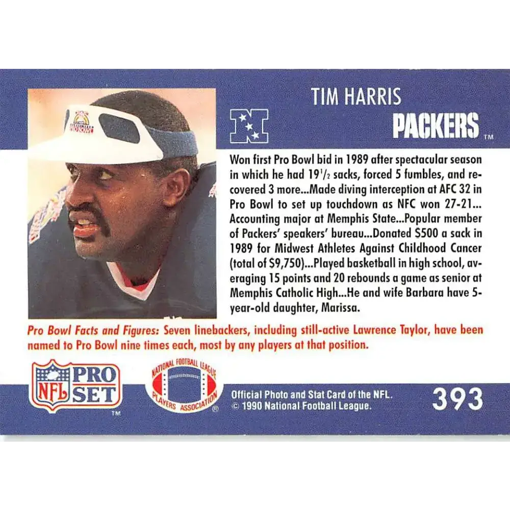 1990 Pro Set #393 Tim Harris NM-MT Green Bay Packers Football Card - Football Card Single