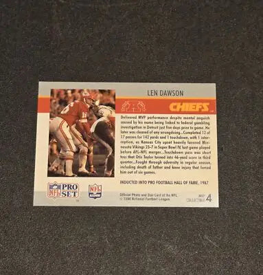 1990 Pro Set #4 Len Dawson Super Bowl MVP Collectibles - Football Card Single