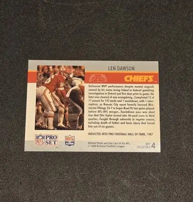 1990 Pro Set #4 Len Dawson Super Bowl MVP Collectibles - Football Card Single