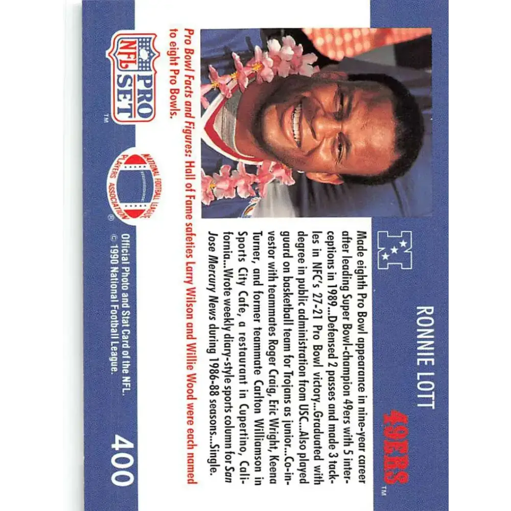 1990 Pro Set #400 Ronnie Lott NM-MT San Francisco 49ers Football Card - Football Card Single