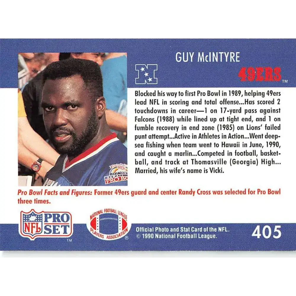 1990 Pro Set #405 Guy McIntyre NM-MT San Francisco 49ers Football Card - Football Card Single