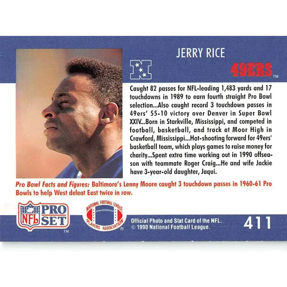 1990 Pro Set #411 Jerry Rice NM-MT San Francisco 49ers Football Card - Football Card Single