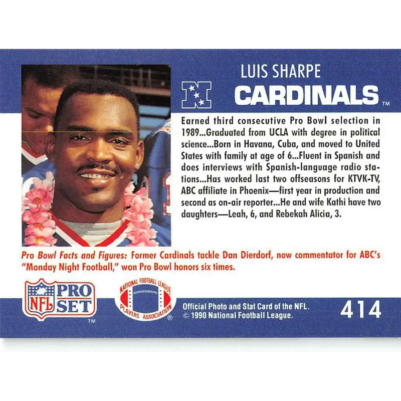 1990 Pro Set #414 Luis Sharpe NM-MT Phoenix Cardinals Football Card - Football Card Single