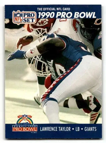 Original gloss 1990 Pro Set Lawrence Taylor football card featuring a Pro Bowl image