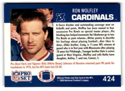 1990 Pro Set #424 Ron Wolfley - Football Card Single