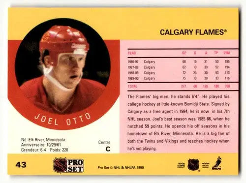 1990 Pro Set #43 Joel Otto Calgary Flames Hockey Cards EX/NM ID:60542 - Hockey Card Single