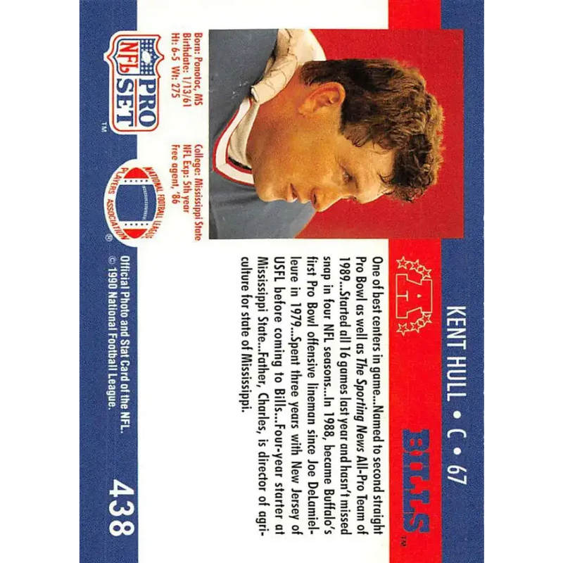 1990 Pro Set #438 Kent Hull NM-MT Buffalo Bills Football Card - Football Card Single