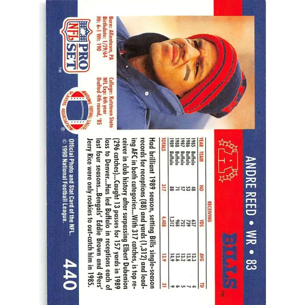 1990 Pro Set #440 Andre Reed NM-MT Buffalo Bills Football Card - Football Card Single