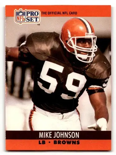 Original gloss 1990 Pro Set Mike Johnson Cleveland Browns football card in excellent condition