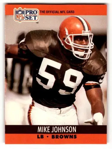 Original gloss Mike Johnson Cleveland Browns football card from 1990 Pro Set #472