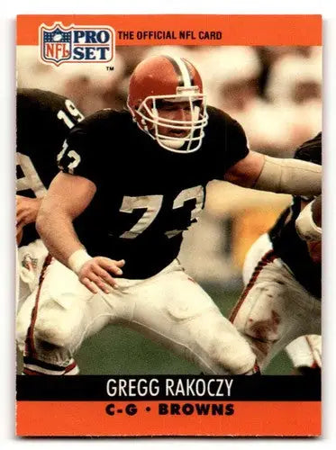 1990 Pro Set Gregg Rakoczy Cleveland Browns football card, Rakoczy Cleveland Browns memorabilia