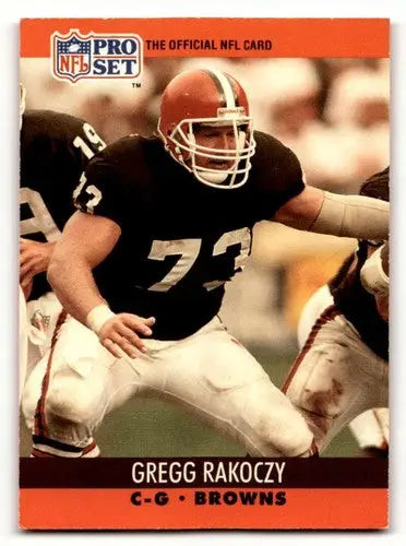 Gregg Rakoczy Cleveland Browns football card from 1990 Pro Set series