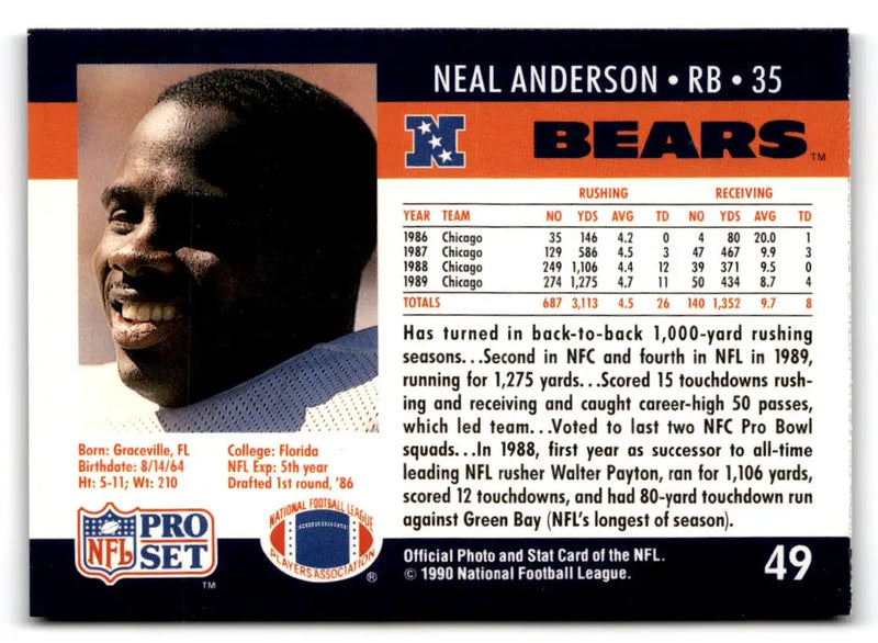 1990 Pro Set #49 Neal Anderson - Football Card Single
