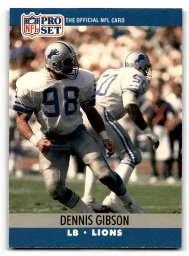 Football card featuring Dennis Gibson Detroit Lions Detroit Lions football collectible EX/NM