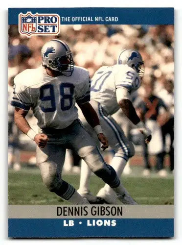 Original gloss Football trading card featuring Dennis Gibson Detroit Lions NFL player