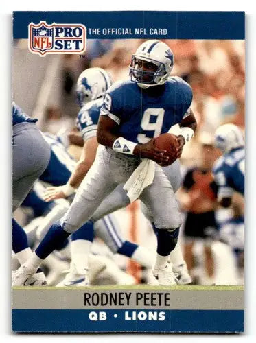 Rodney Peete Detroit Lions football card from 1990 Pro Set #498 in EX/NM condition