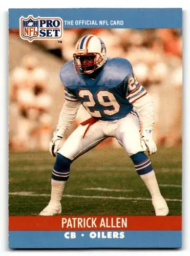 Original gloss Patrick Allen Houston Oilers football card from 1990 Pro Set collection
