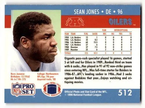 1990 Pro Set #512 Sean Jones Houston Oilers Football Cards EX/NM ID:60113 - Football Card Single