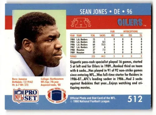 Original gloss Sean Jones Houston football card featuring Jones Houston Oilers jersey