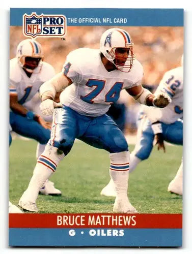 Original gloss Bruce Matthews Houston Oilers football card from 1990 Pro Set #514
