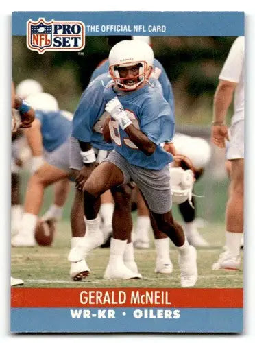 Original gloss Gerald McNeil Houston football card from 1990 Pro Set featuring McNeil Houston Oilers