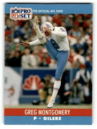 Original gloss Greg Montgomery Houston football card from 1990 Pro Set Houston Oilers