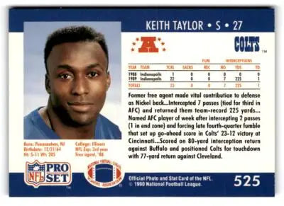 1990 Pro Set #525 Keith Taylor - Football Card Single