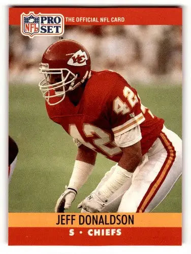 Jeff Donaldson Kansas City football card from 1990 Pro Set #528 showcasing Donaldson Kansas city