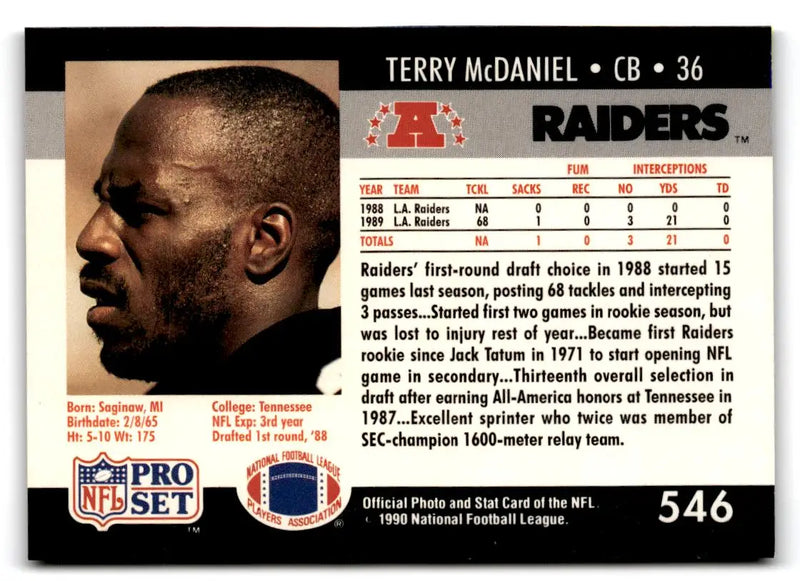 1990 Pro Set #546 Terry McDaniel - Football Card Single