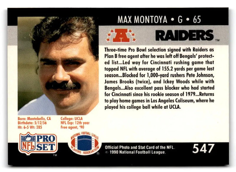 1990 Pro Set #547 Max Montoya - Football Card Single