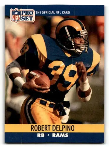 Robert Delpino Los Angeles Rams football card from 1990 Pro Set series
