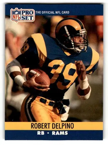 Original gloss of Robert Delpino Los Angeles Rams football card from 1990 Pro Set