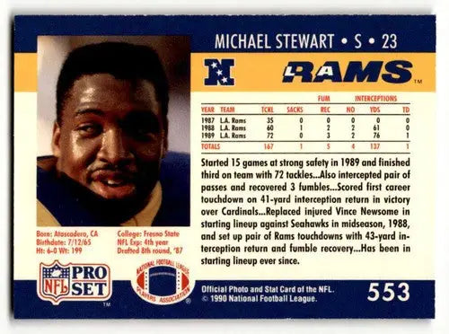Michael Stewart Los Angeles Rams football card from 1990 Pro Set #553
