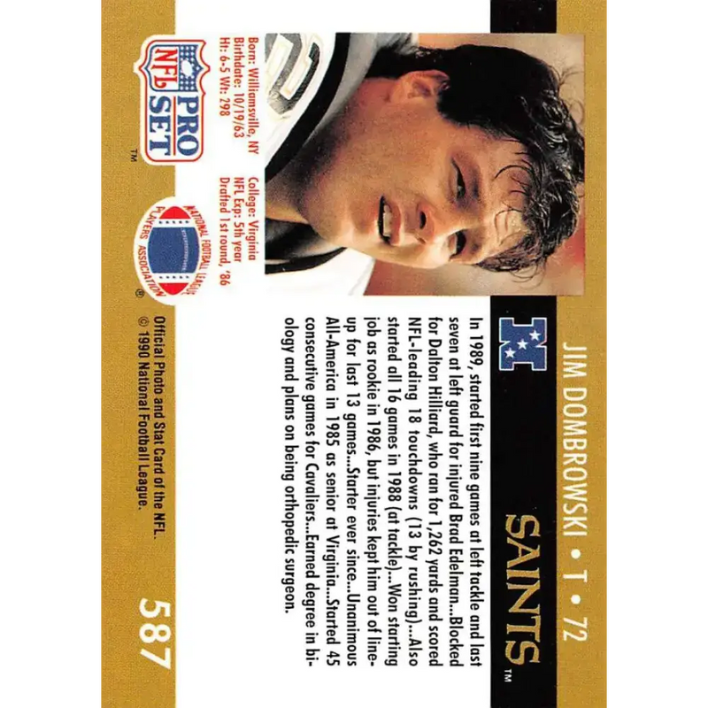 1990 Pro Set #587 Jim Dombrowski NM-MT RC Rookie New Orleans Saints Football Card - Football Card Single
