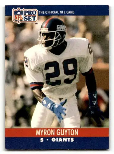 1990 Pro Set Myron Guyton Giants football card with original gloss in EX/NM condition