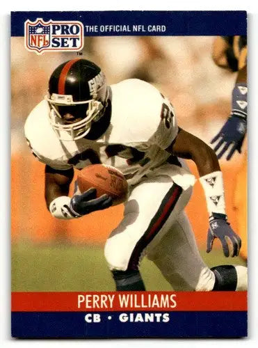 Original gloss Perry Williams 1990 Pro Set Giants football card featuring New York Giants
