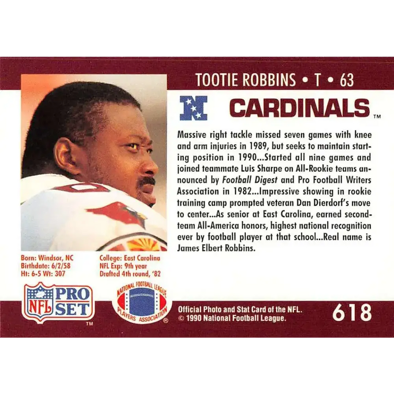 1990 Pro Set #618 Tootie Robbins NM-MT Phoenix Cardinals Football Card - Football Card Single