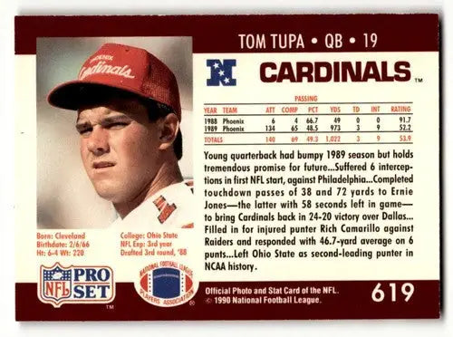 Tom Tupa Phoenix Cardinals football card from 1990 Pro Set #619 in EX/NM condition