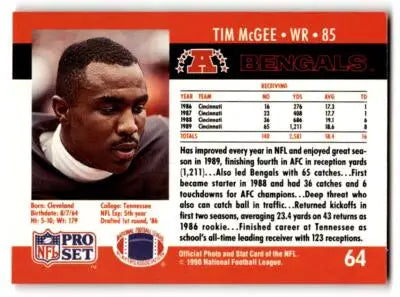 1990 Pro Set #64 Tim McGee - Football Card Single