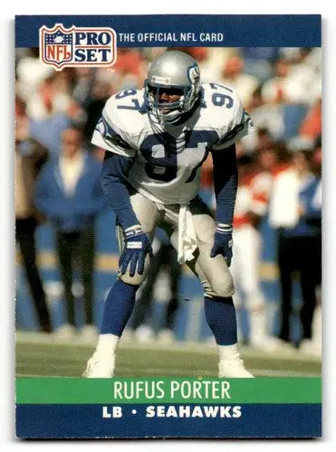 Original gloss Rufus Porter Seattle Seahawks football card from 1990 Pro Set #649