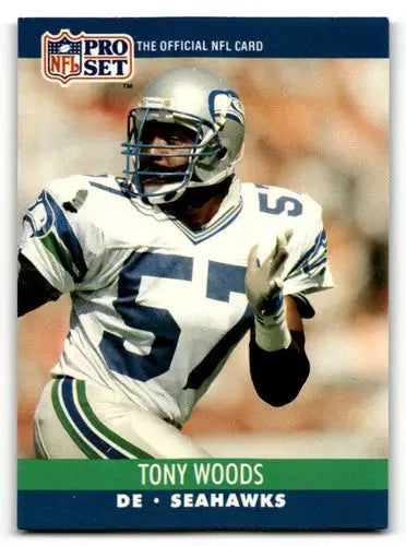 Vintage NFL football card featuring Tony Woods Seattle Seahawks original gloss