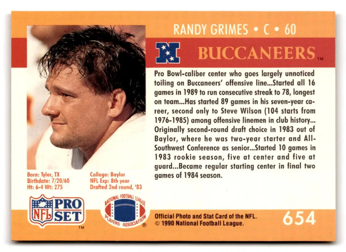1990 Pro Set #654 Randy Grimes - Football Card Single