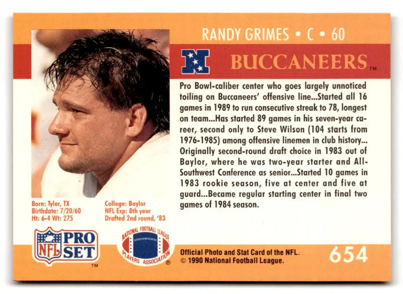 1990 Pro Set #654 Randy Grimes - Football Card Single