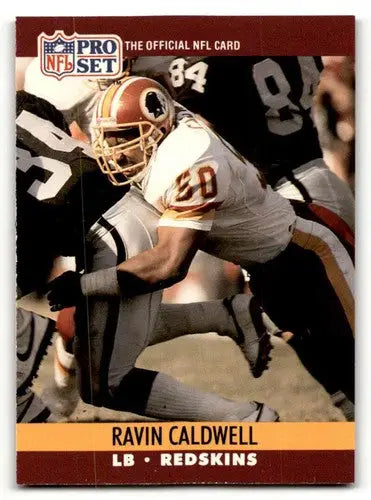 Original gloss Ravin Caldwell Washington Redskins football card from Pro Set 1990
