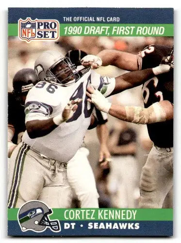 Original gloss 1990 Pro Set Cortez Kennedy Seattle Seahawks football card featuring Kennedy seattle seahawks