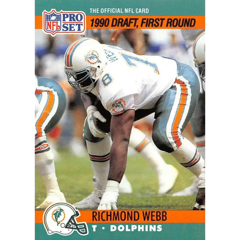 1990 Pro Set #677 Richmond Webb NM-MT RC Rookie Miami Dolphins Football Card - Football Card Single