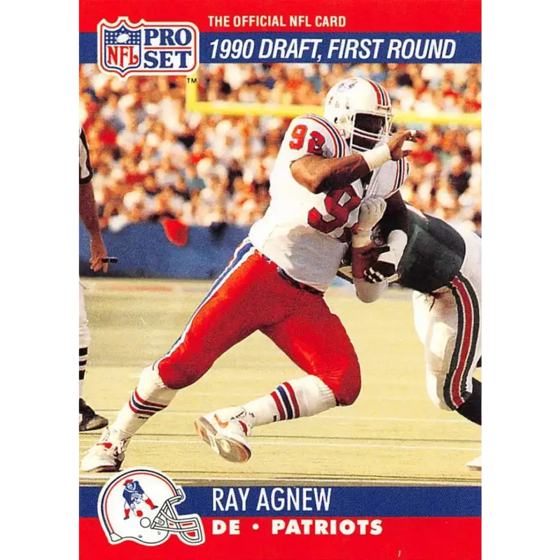1990 Pro Set #678 Ray Agnew NM-MT RC Rookie New England Patriots Football Card - Football Card Single