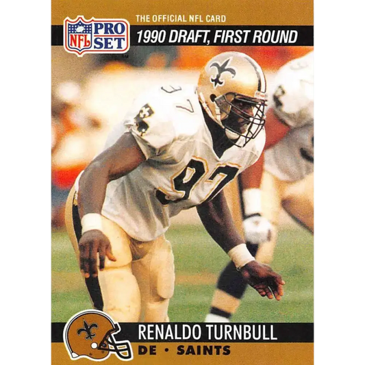 1990 Pro Set #682 Renaldo Turnbull NM-MT RC Rookie New Orleans Saints Football Card - Football Card Single
