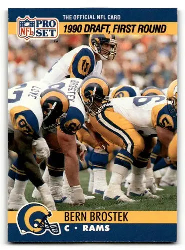 Original gloss Bern Brostek Rams football cards from 1990 Pro Set #691 in EX/NM condition
